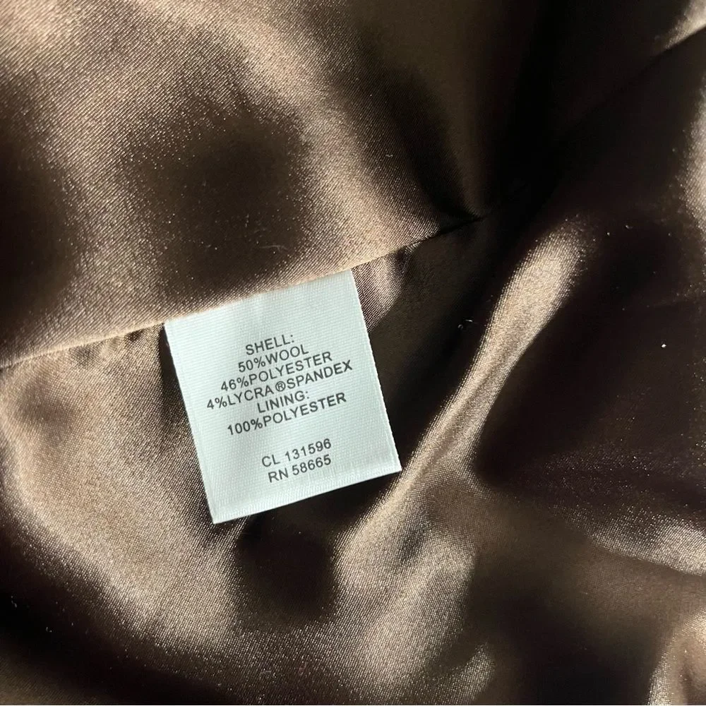 CLASSIQUES ENTIER Pin Striped Blazer Jacket Brown One Button Peplum Lined Size 6